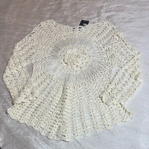 Venice blue Cream Crochet Sweater for women’s size M